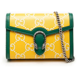 Borsa a tracolla Dionysus bicolore in pelle di vitello con stampa GG verde Gucci con catena