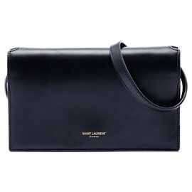 Borsa a tracolla in pelle di vitello liscia nera Saint Laurent
