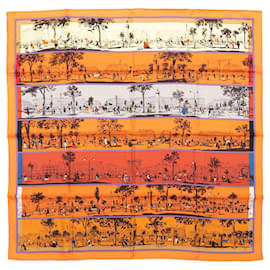 Sciarpa in seta stampata con motivo 'Orgauphone et Autres Mecaniques', Arancione & Multicolor - Hermès