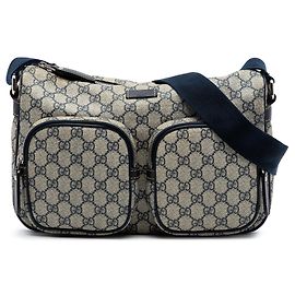 Borsa a tracolla Gucci GG Supreme con doppia tasca beige