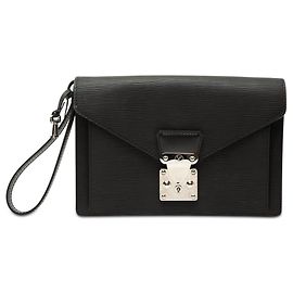 Clutch Louis Vuitton Epi Pochette Sellier Dragonne Preta