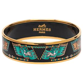 Bracciale largo in smalto stampato nero Hermès 65 Bracciale costume