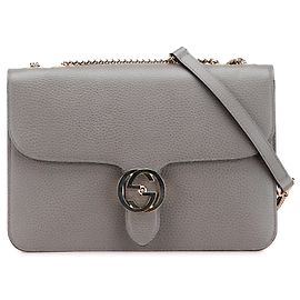 Borsa a tracolla Gucci Medium Dollar Calfskin Interlocking G grigia