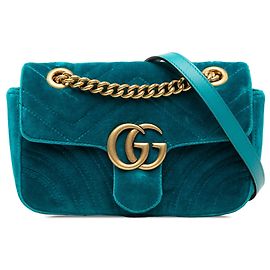 Borsa a tracolla Gucci Small GG Marmont Matelasse in velluto blu