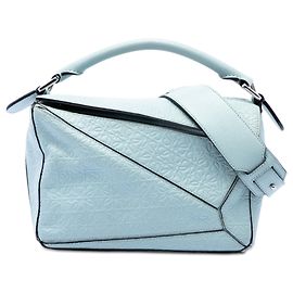 Borsa Puzzle LOEWE Small in pelle di vitello con monogramma Anagram in rilievo blu