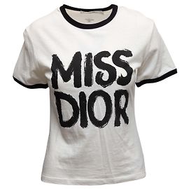 T-shirt Miss Dior Ringer bianca e nera Christian Dior Taglia US XS