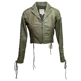 Giacca in pelle con lacci Olive Rodarte per Opening Ceremony Taglia US S