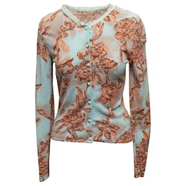 Vintage hellblauer und mehrfarbiger Blumarine Cardigan mit Blumenmuster Größe IT 44