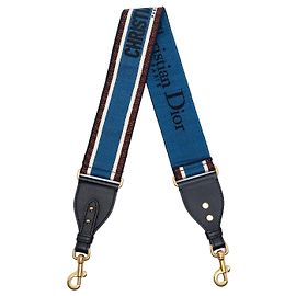 Correa de bolso de lona bordada azul Dior