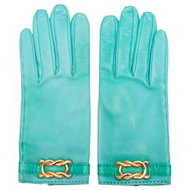 Guantes de cuero turquesa Hermes Talla 7.5 - Hermès