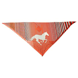 Sciarpa in seta Orange Hermès Triangular H Au Galop