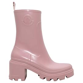 Stivali da pioggia con tacco in gomma rosa Moncler Taglia 38