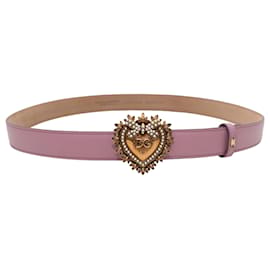 Pink Dolce & Gabbana Faux Pearl-Embellished Heart Buckle Belt Size 36