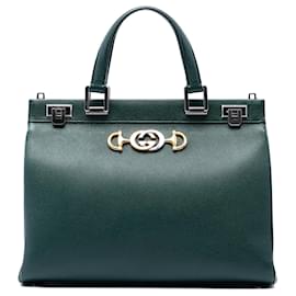 Borsa a mano Zumi in pelle di vitello verde di medie dimensioni Gucci