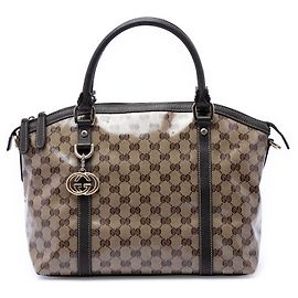 Borsa Satchel Gucci Medium GG Crystal Charm Beige