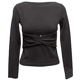 Schwarzer Valentino Pullover aus Virgin Wool mit U-Boot-Ausschnitt Größe US S - Valentino Garavani