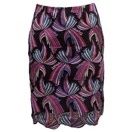 Falda de encaje bordado Emilio Pucci Negra y Multicolor Talla IT 38