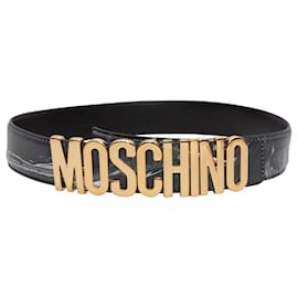 Moschino Logo Gürtel Schwarz & Weiß Größe 38