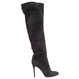 Botas de ante de gamuza negras por encima de la rodilla Gianvito Rossi Talla 39
