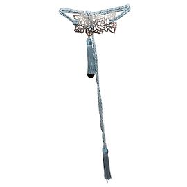 Valentino Garavani Cinto com borla de metal e corda Valentino azul claro e prata