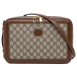 Borsa satchel Gucci GG Supreme Azalea Box marrone