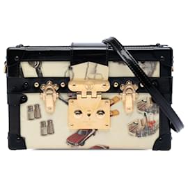 Borsa a tracolla Louis Vuitton Monogram Vernis Stickers Petite Malle Beige