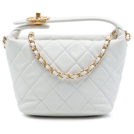 Bolso hobo Chanel Small de piel de cordero acolchado blanco Perfect Meeting