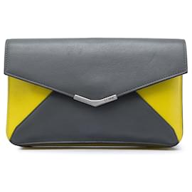 Graue Fendi Bicolor Leder 2Jours Envelope Clutch