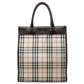 Burberry House Check Canvas Tote in Beige