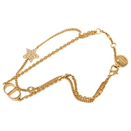 Bracciale a doppia catena con ciondolo a cuore Petit CD Logo placcato oro e strass Dior Gold