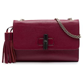 Borsa a tracolla Miss Bamboo in pelle rossa di medie dimensioni Gucci