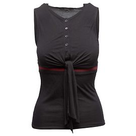 Top senza maniche Gucci nero e bordeaux con bordo Web Taglia US XS