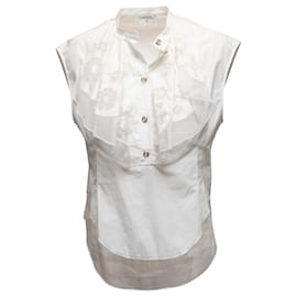 Top senza maniche bianco con volant Chanel Taglia FR 38