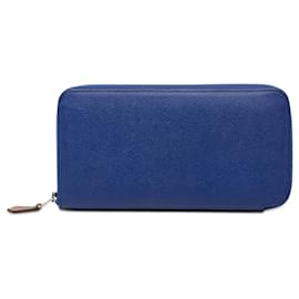 Hermès Epsom Azap langer Geldbeutel Blau mit Seide