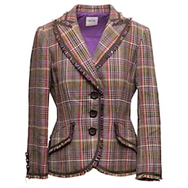 Brown & Multicolor Moschino Cheap and Chic Plaid Wool Blazer Size IT 46 - Moschino Cheap And Chic