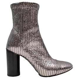 Stivaletti a calza metallizzati a righe argento Isabel Marant Taglia 36