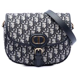 Bobby Crossbody in tela Oblique Dior blu, misura Medium