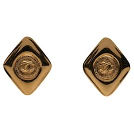 Orecchini a clip a forma di rombo placcati oro Gold Chanel CC