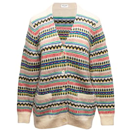 Saint Laurent Cardigan aus Woll-Mohair-Mischung Creme & Multicolour Größe US XS