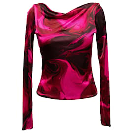 Top de manga larga Gucci con estampado de remolinos rojo y negro Talla IT 40