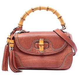 Borsa satchel Gucci New Bamboo in pelle rossa taglia Medium