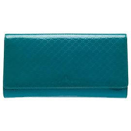 Clutch Broadway in vernice Microguccissima blu Gucci