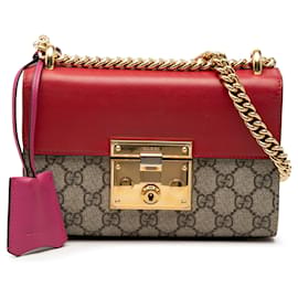 Borsa a tracolla Gucci Small GG Supreme Padlock Rossa