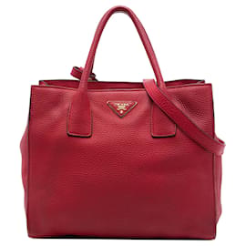 Borsa Tote Convertible Aperta Prada Vitello Daino rossa