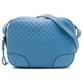 Borsa a tracolla blu Gucci Microguccissima Bree