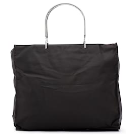 Borsa Prada Tessuto con manico in metallo marrone
