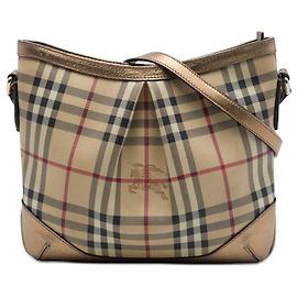 Borsa a tracolla Hartham in tela rivestita Burberry Haymarket Check Gold