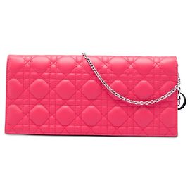 Dior Lady Dior Wallet On Chain Crossbody Bag aus rosa Lammleder Cannage