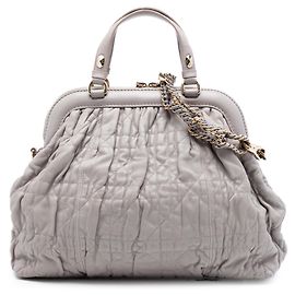 Borsa Frame Satchel Gaufre Cannage Delices in agnello grigio Dior