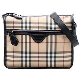 Borsa a tracolla in tela rivestita Burberry House Check beige